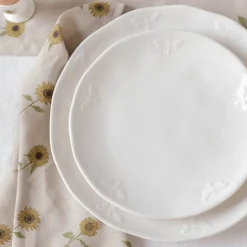 Bees White Stoneware Side Plate