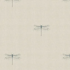 Dragonfly Teal Linen Look Made to Measure Roman Blind