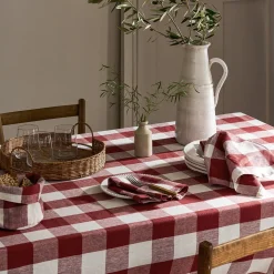 Rustic Red Gingham Linen Napkins (Set of 4)