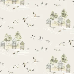 Sea Birds Off White Made to Measure Roman Blind
