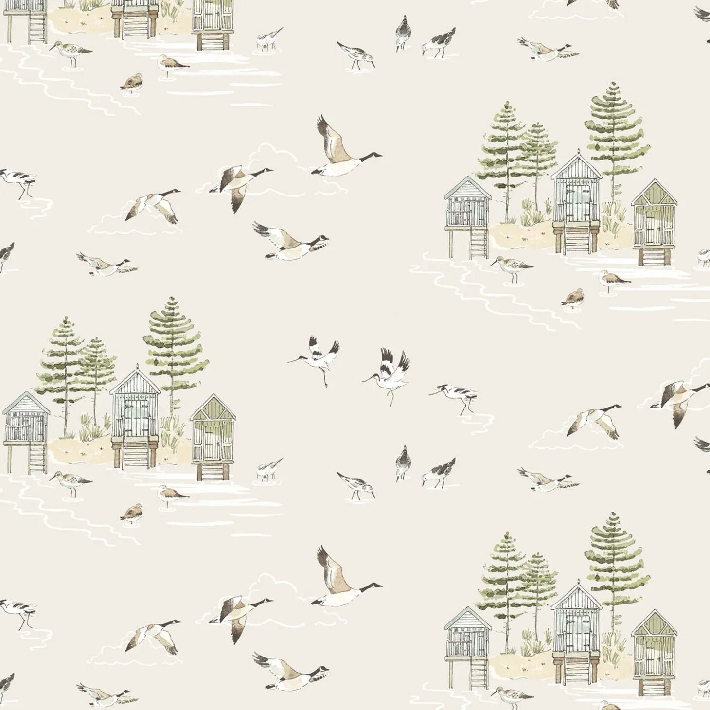 Sea Birds Off White Made to Measure Roman Blind