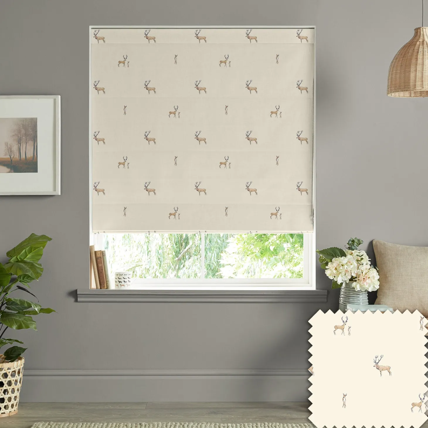 Stags Natural Made to Measure Roman Blind