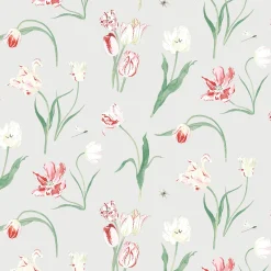 Tulips Pale Grey Made to Measure Curtains