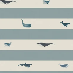Whales Deep Duck Egg Made to Measure Roman Blind